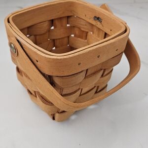 Woven Wooden Basket with Handle